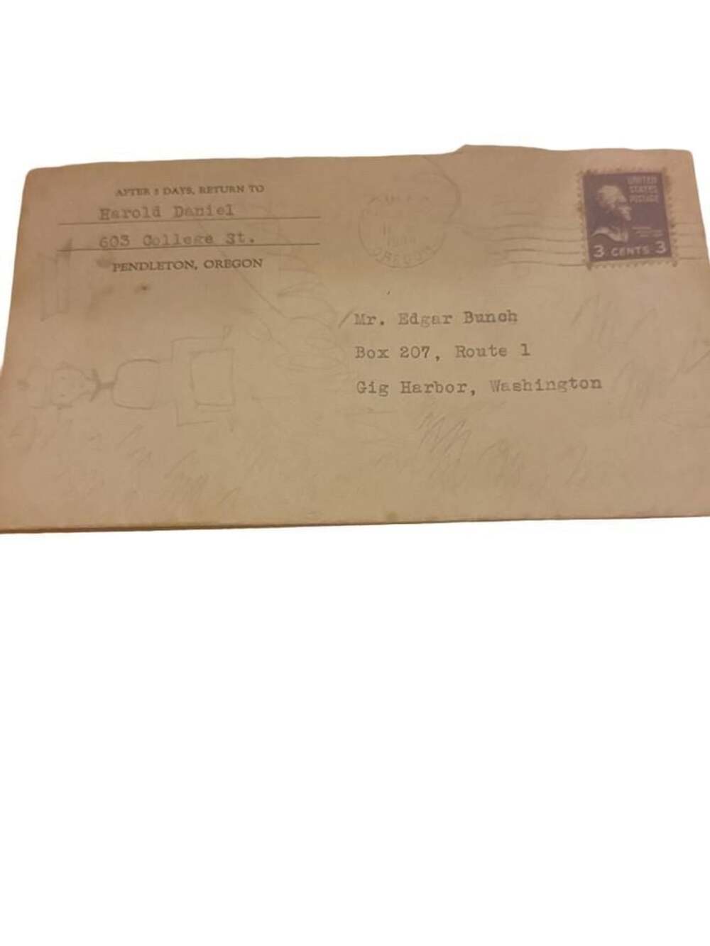 Vintage 1939 Handwritten Letter And Envelope From Pendleton Oregon